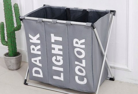 Kosz na Pranie Bieliznę Pojemnik Organizer Wolnostojący Pojemny 3 Komory XL Kosz na Pranie Bieliznę Pojemnik Organizer Wolnostojący Pojemny 3 Komory XL