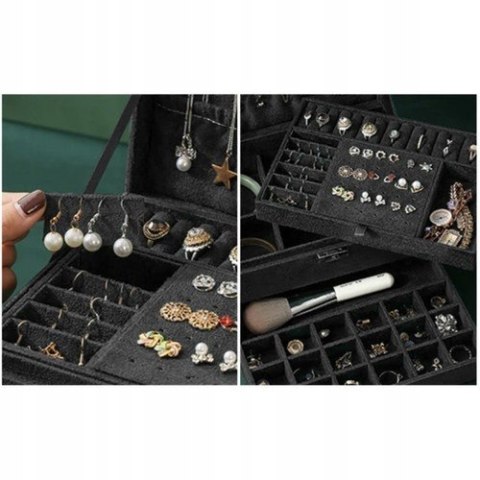 Szkatułka na Biżuterię Kuferek Pudełko Organizer Elegancki Pojemny Etui Box