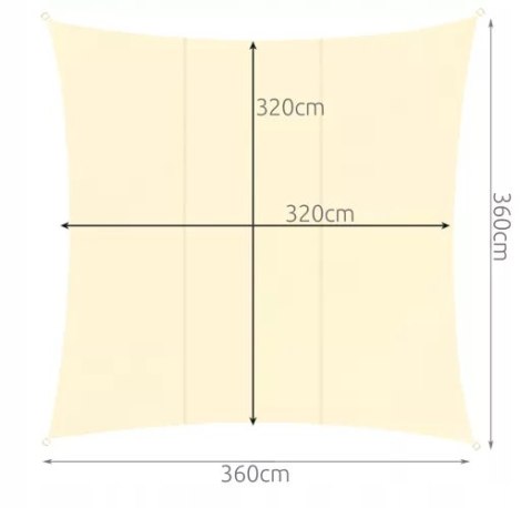 Żagiel Przeciwsłoneczny Ogrodowy Wodoodporny 3,6x3,6 m Kwadrat Zacieniacz