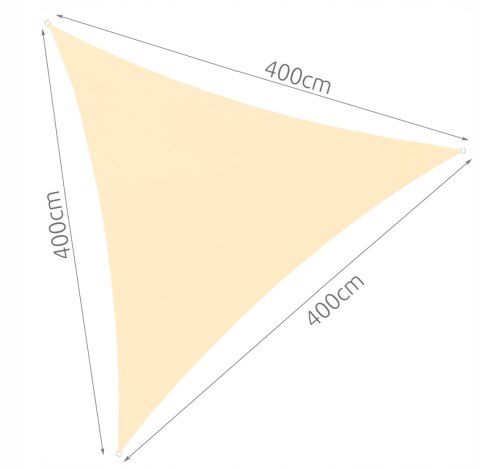 Żagiel Przeciwsłoneczny Ogrodowy Wodoodporny 4x4x4 m Trójkąt Beż Zacieniacz Żagiel Przeciwsłoneczny Ogrodowy Wodoodporny 4x4x4 m Trójkąt Beż Zacieniacz