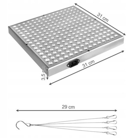 Lampa do Wzrostu Roślin Panel do Uprawy 225 LED + Liny Mocna 36W Wisząca Lampa do Wzrostu Roślin Panel do Uprawy 225 LED + Liny Mocna 36W Wisząca