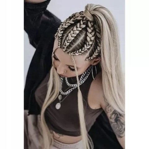 Włosy Syntetyczne 60 cm Warkocz Doczepiany Warkoczyki Jasny Blond Sztuczne Włosy Syntetyczne 60 cm Warkocz Doczepiany Warkoczyki Jasny Blond Sztuczne