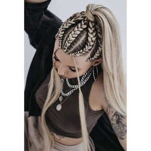 Włosy Syntetyczne 60 cm Warkocz Doczepiany Warkoczyki Jasny Blond Sztuczne Włosy Syntetyczne 60 cm Warkocz Doczepiany Warkoczyki Jasny Blond Sztuczne
