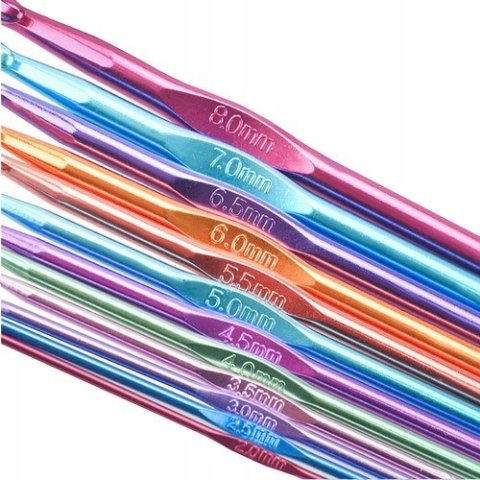 Zestaw Szydełek Szydełka 12 szt Szydełko 2 - 8 mm Zestaw Szydełek Szydełka 12 szt Szydełko 2 - 8 mm