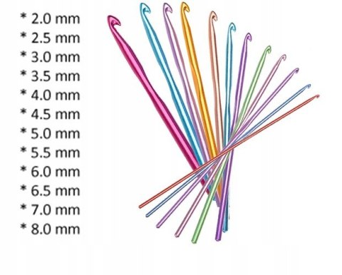 Zestaw Szydełek Szydełka 12 szt Szydełko 2 - 8 mm Zestaw Szydełek Szydełka 12 szt Szydełko 2 - 8 mm