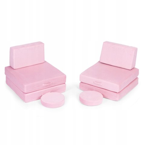 Duża Składana Sofa Modułowa dla Dzieci 8 Miękkich Poduch Różowa