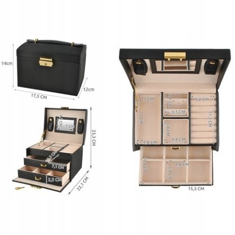 Kuferek na Biżuterię Szkatułka Organizer Pudełko Elegancki na Kolczyki Kuferek na Biżuterię Szkatułka Organizer Pudełko Elegancki na Kolczyki