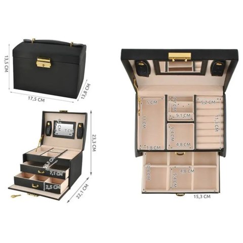 Kuferek na Biżuterię Szkatułka Organizer Pudełko Elegancki na Kolczyki Kuferek na Biżuterię Szkatułka Organizer Pudełko Elegancki na Kolczyki