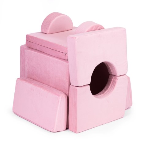 Sofa Składana Modułowa dla Dzieci Duża 2 Osobowa 10 Miękkich Poduch - Różowa