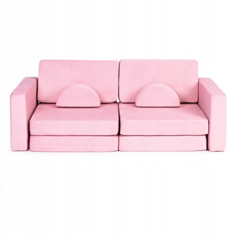 Sofa Składana Modułowa dla Dzieci Duża 2 Osobowa 10 Miękkich Poduch - Różowa