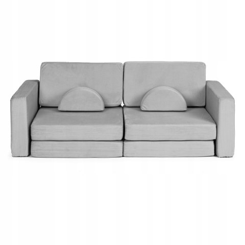 Sofa Składana Modułowa dla Dzieci Duża 2 Osobowa 10 Miękkich Poduch - Szara