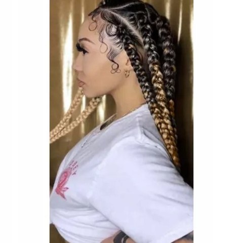 Włosy Syntetyczne 60 cm Warkocz Doczepiany Warkoczyki Ombre Blond Sztuczne