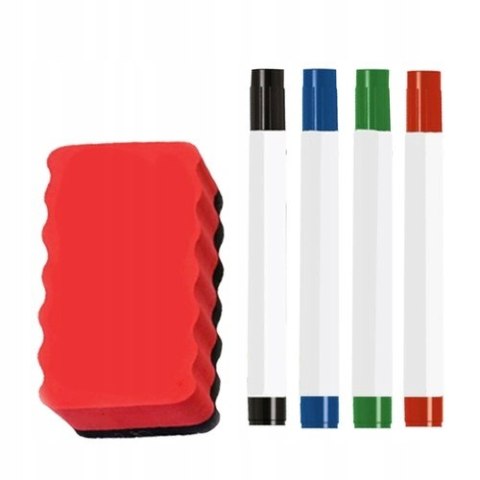 Tablica Magnetyczna Suchościeralna Biała 60x40 cm + Magnesy Gąbka Markery