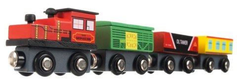 Drewniana Kolejka Pociąg na Magnes Lokomotywa + Wagony