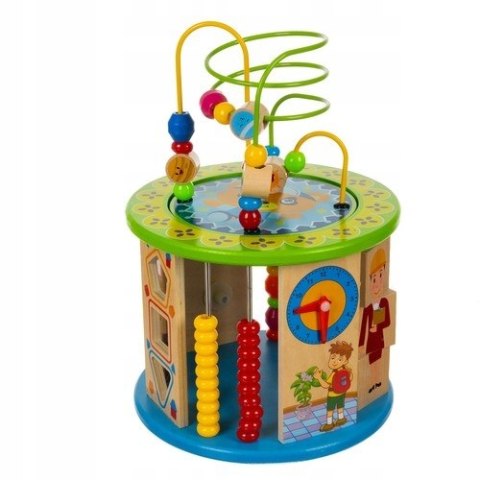 Drewniana Kostka Edukacyjna Sorter Montessori 11 Funkcji Labirynt Liczydło Drewniana Kostka Edukacyjna Sorter Montessori 11 Funkcji Labirynt Liczydło