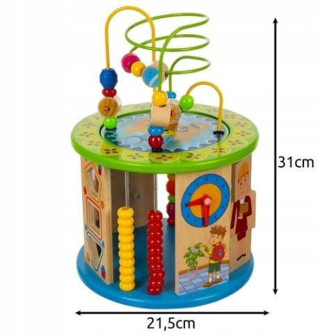 Drewniana Kostka Edukacyjna Sorter Montessori 11 Funkcji Labirynt Liczydło Drewniana Kostka Edukacyjna Sorter Montessori 11 Funkcji Labirynt Liczydło