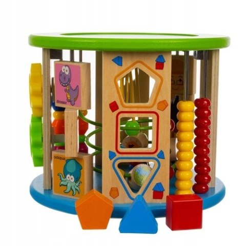 Drewniana Kostka Edukacyjna Sorter Montessori 11 Funkcji Labirynt Liczydło Drewniana Kostka Edukacyjna Sorter Montessori 11 Funkcji Labirynt Liczydło