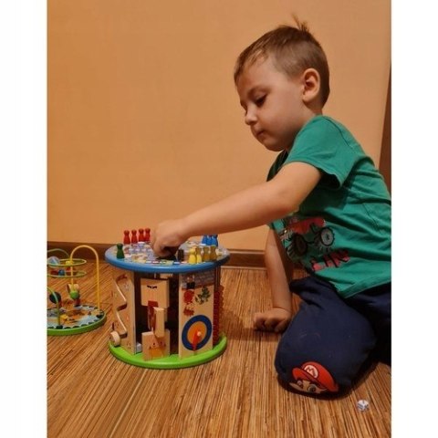 Drewniana Kostka Edukacyjna Sorter Montessori 11 Funkcji Labirynt Liczydło Drewniana Kostka Edukacyjna Sorter Montessori 11 Funkcji Labirynt Liczydło