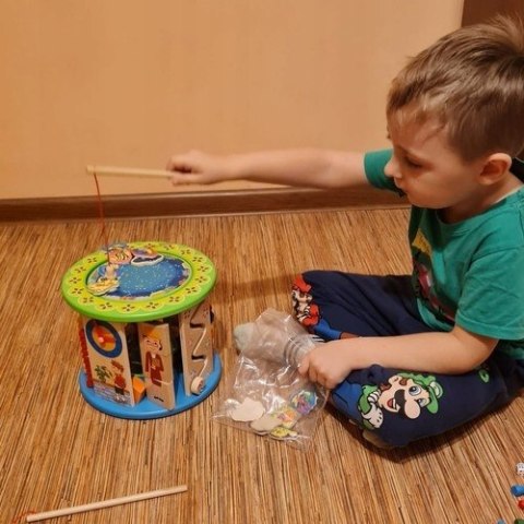 Drewniana Kostka Edukacyjna Sorter Montessori 11 Funkcji Labirynt Liczydło Drewniana Kostka Edukacyjna Sorter Montessori 11 Funkcji Labirynt Liczydło