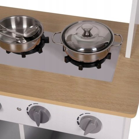 Drewniana Kuchnia dla Dzieci + Akcesoria Garnki Talerze Kran Jakość