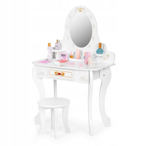 Duża Drewniana Toaletka dla Dzieci z Lustrem Krzesełko Dodatki Jakość