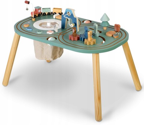 Duży Edukacyjny Stolik Drewniany Interaktywny dla Dzieci Montessori Kolejka