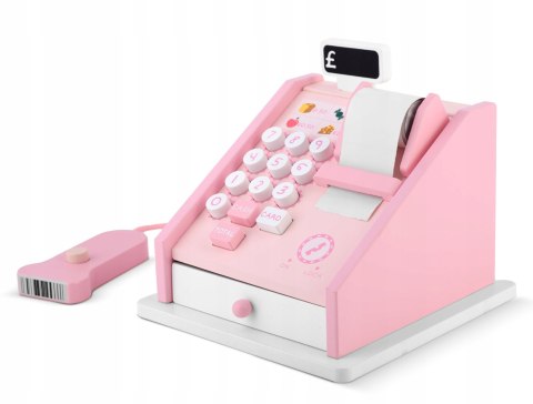 Kolorowa Drewniana Kasa Fiskalna z Szufladą Banknoty Bilon Jakość