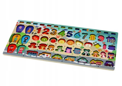 Kolorowy Panel Edukacyjny Sorter Drewniana Tablica Układanka 59 ele.