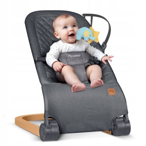 Leżaczek Bujaczek Kołyska Pałąk z Zabawkami Skladany na Płasko Antracyt