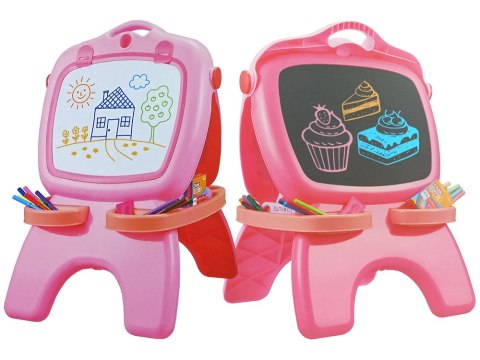 Tablica Dwustronna Magnetyczna Kredowa Pisaki Kreda Szablony Różowa Tablica Dwustronna Magnetyczna Kredowa Pisaki Kreda Szablony Różowa