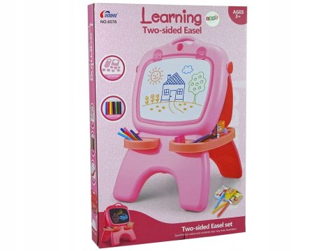 Tablica Dwustronna Magnetyczna Kredowa Pisaki Kreda Szablony Różowa Tablica Dwustronna Magnetyczna Kredowa Pisaki Kreda Szablony Różowa