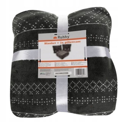 Zestaw Świąteczny Koc Narzuta 2 Poszewki 160x200 Komplet Szaro-Biały Zestaw Świąteczny Koc Narzuta 2 Poszewki 160x200 Komplet Szaro-Biały