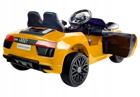 AUDI R8 SPYDER 2 Silniki 2x6V Ekoskóra Piankowe Koła Żółte