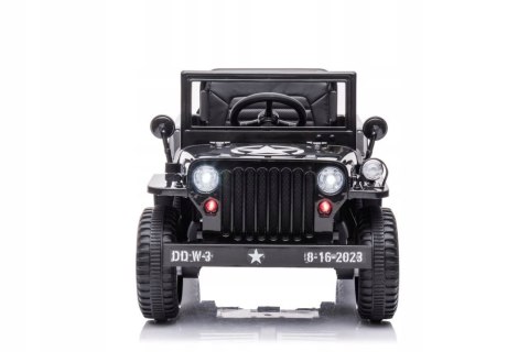 Auto Jeep Wojskowy 4 Silniki 12V Ekoskóra Piankowe Koła Pilot Czarny