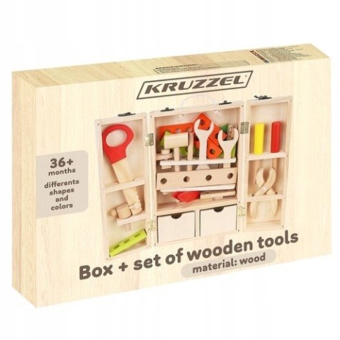 Drewniane Narzędzia w Skrzynce Warsztat Majsterkowicza Zestaw Jakośc