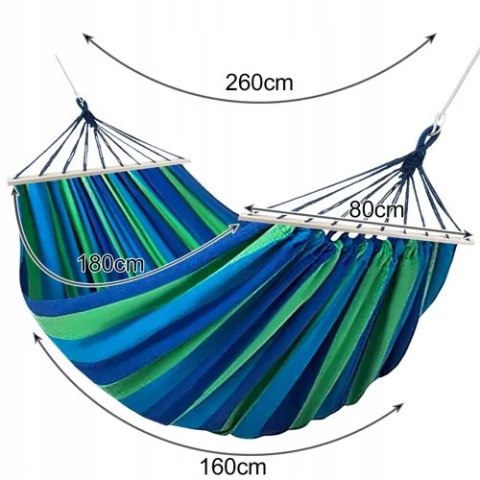 Duży Hamak Wiszący Ogrodowy 2 Osobowy 260x160 150kg Pokrowiec Kolorowy Duży Hamak Wiszący Ogrodowy 2 Osobowy 260x160 150kg Pokrowiec Kolorowy
