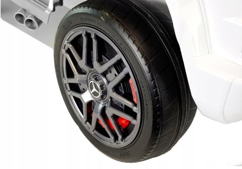 Mercedes G63 AMG 2 Silniki 12V Ekoskóra Piankowe Koła Biały