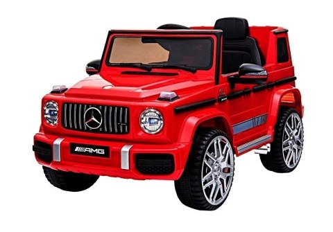 Mercedes G63 Licencja 2 Silniki 12V Ekoskóra Piankowe Koła Czerwony Lakier Mercedes G63 Licencja 2 Silniki 12V Ekoskóra Piankowe Koła Czerwony Lakier