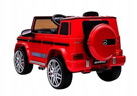 Mercedes G63 Licencja 2 Silniki 12V Ekoskóra Piankowe Koła Czerwony Lakier Mercedes G63 Licencja 2 Silniki 12V Ekoskóra Piankowe Koła Czerwony Lakier