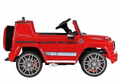 Mercedes G63 Licencja 2 Silniki 12V Ekoskóra Piankowe Koła Czerwony Lakier Mercedes G63 Licencja 2 Silniki 12V Ekoskóra Piankowe Koła Czerwony Lakier