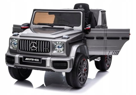 Mercedes G63 Licencja 2 Silniki 12V Ekoskóra Piankowe Koła Srebrny Lakier