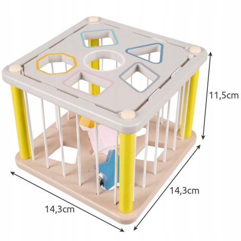 Sorter Kostka Edukacyjna Drewniana Sensoryczna Montessori 12 Klocków