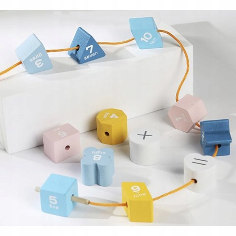 Sorter Kostka Edukacyjna Drewniana Sensoryczna Montessori 12 Klocków