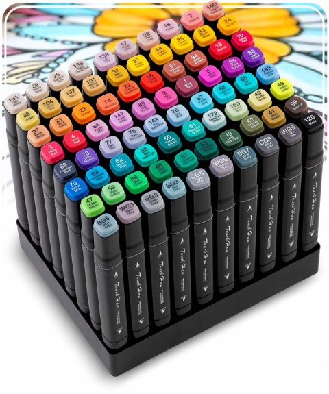 BEMI DWUSTRONNE FLAMASTRY MARKERY ALKOHOLOWE W ETUI Z PODSTAWKĄ 80 SZTUK