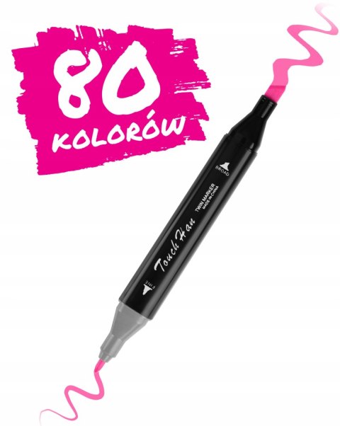 BEMI DWUSTRONNE FLAMASTRY MARKERY ALKOHOLOWE W ETUI Z PODSTAWKĄ 80 SZTUK