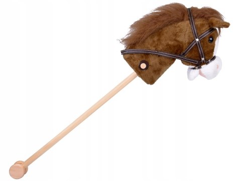 BEMI HOBBY HORSE KOŃ PLUSZOWY NA KIJU DŹWIĘKI RUCHOMY PYSK CIEMNY BRĄZ