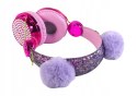 BEMI SŁUCHAWKI PRZEWODOWE DLA DZIECI REGULOWANE USZKA BROKAT RÓŻOWE