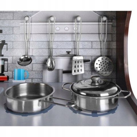 Kuchnia Drewniana dla Dzieci Dźwięki Światło LED + Akcesoria Garnki Jakość