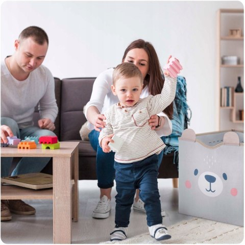 Pudełko Pojemnik Składany Kosz na Zabawki 2w1 Mata do Zabawy Szary Pudełko Pojemnik Składany Kosz na Zabawki 2w1 Mata do Zabawy Szary