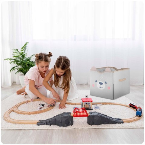 Pudełko Pojemnik Składany Kosz na Zabawki 2w1 Mata do Zabawy Szary Pudełko Pojemnik Składany Kosz na Zabawki 2w1 Mata do Zabawy Szary